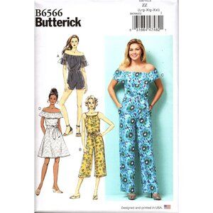 Butterick B6566 Misses L to XXL Dress, Romper or Jumpsuit Uncut Sewing Pattern